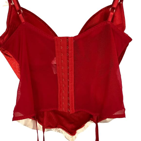 Secret Treasures Womens Sexy Red White Christmas Corset Lingerie Size Large - Picture 4 of 6